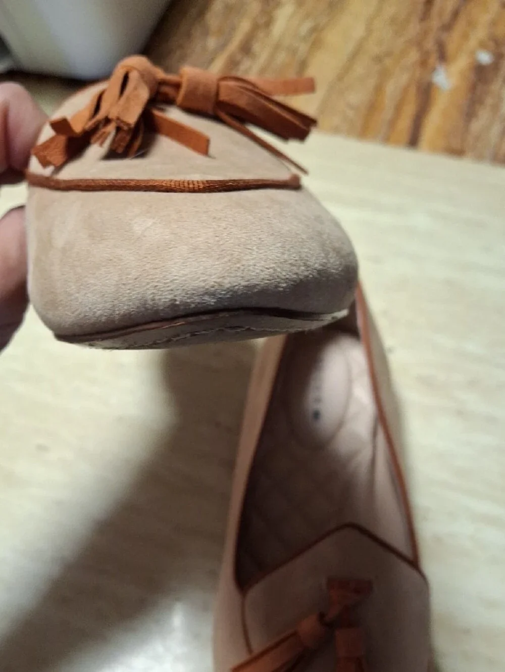Birdies Beige Suede Tassel Loafers